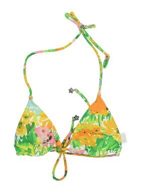 With Jean Triangle Bikini Top in Green Floral